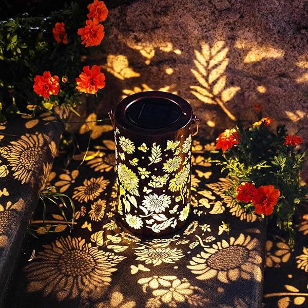 ガーデンライト ソーラーランタン ソーラーライト 屋外 防水 庭 照明 おしゃれ 自動点灯 ガーデン 玄関先 飾り お花 ひまわり かわいい