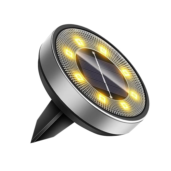 ソーラーライト 屋外 IP68防水 埋め込み式 ガーデンライト ソーラー 自動点灯 光センサー 太陽光パネル充電 電気代ゼロ 8LED 高輝度 庭/芝生/車場/歩道 設置簡単 電球色 (1個)