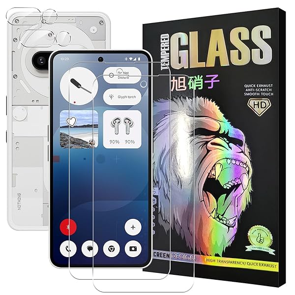 対応 Nothing Phone 3A ガラスフイルム 【2+2 枚セット-国産旭硝子】 nothing phone 3a ガラスフィルム 2枚 + レンズ保護フィルム 2枚 液晶 保護フィルム 強化ガラス 【 硬度9H 耐衝撃 飛散防止 超薄 厚さ