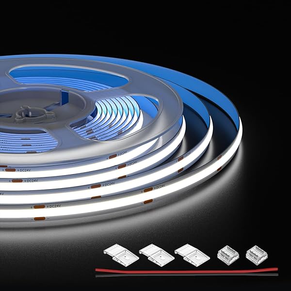 COB LEDテープライト 昼光色 6000K 480LEDs/m 5M フレキシブル 高密度 幅8mm ストリップライト DC24V 9..