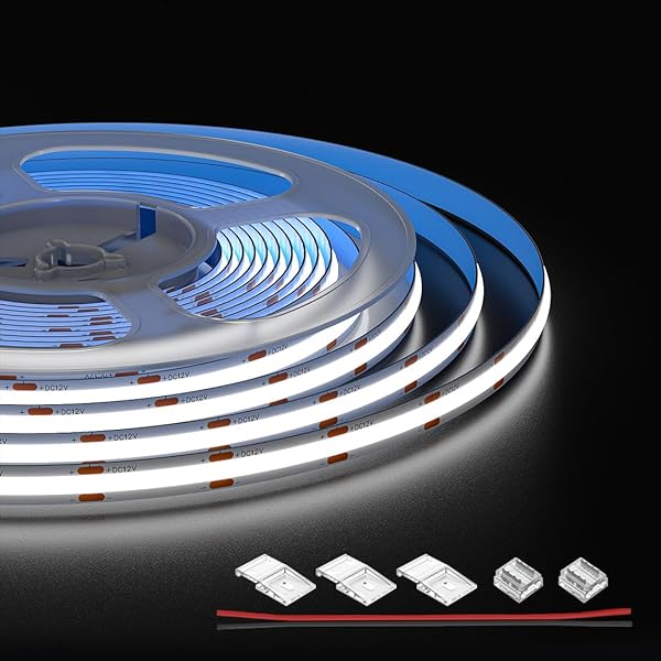COB LEDテープライト 昼光色 6000K 480LEDs/m 5M フレキシブル 高密度 幅8mm ストリップライト DC12V 9..