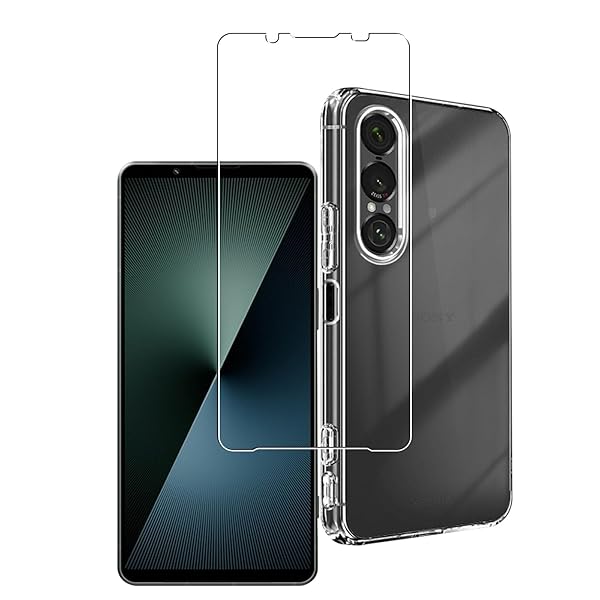 Xperia 1 VII フィルム+ Xperia 1 VII ケース【1枚ガラスフィルム+ 1枚ケース 】【日本旭硝子製】 エクスペリア1 VII 保護フィルム 耐指紋 撥油性 反射低減 飛散防止処理 SO-51F / SOG15 用の ケース 透