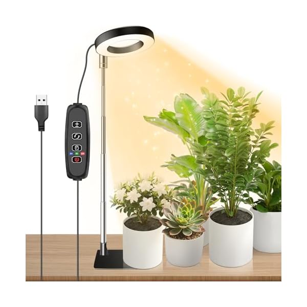 植物育成ライト 観葉植物 ライト 室内栽培ライト 定時機能（3H / 9H / 12H）調光 高さ調 ...