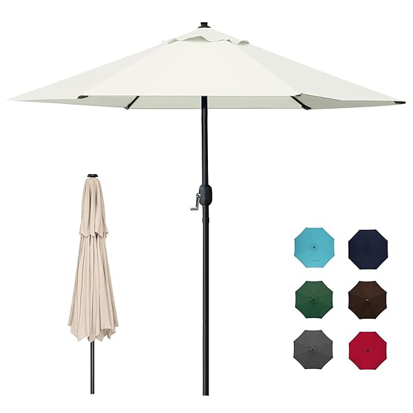 ガーデンパラソル 210cm/230cm/270cm/300cm 大型 風に強い パラソル ハンドル開閉 角度調整不可 撥水加工 折りたたみ 軽量 テラス 庭 (210cm クリーム)
