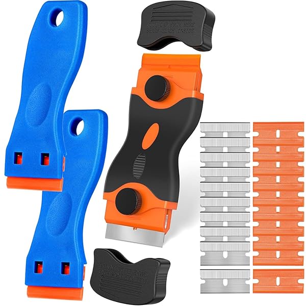 クリーニングスクレーパーツールセット、ダブルヘッドスクレーパー1個+ブレード20枚付きプラスチックス..