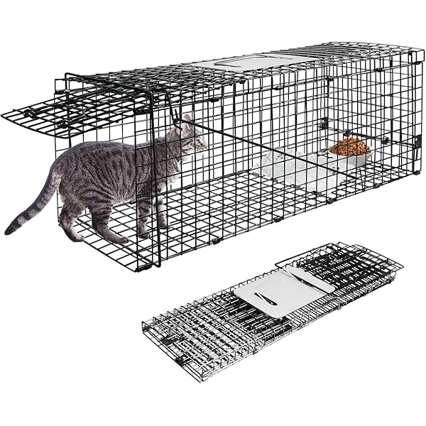 捕獲器 踏み板式 野良猫 迷子猫 動物用 トラップ 65×26×23cm 保護器 猫の保護器 野良猫 迷子猫 小動物 捕獲器 害獣駆除 農業作物保護 家庭菜園 農業作物 ねこ 猫 安全 かごサイズ 簡単組立 設置 畑 庭 お風呂マット (ブラック)