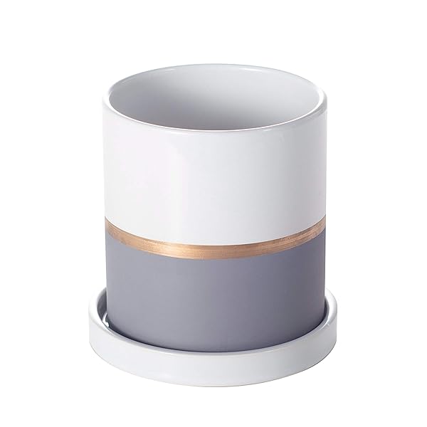 陶器鉢 植木鉢 プランター おしゃれ 円筒形 耐用鉢 受け皿付き 鉢 観葉植物 北欧 室内 通気性 穴あり 四つサイズ(10.6cm)