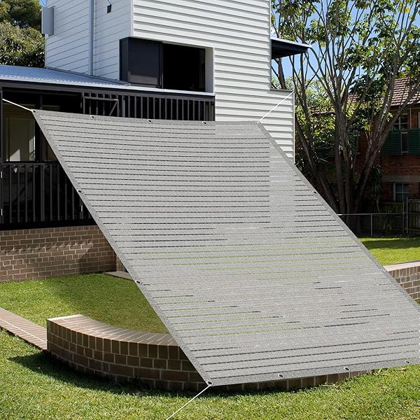 日除け シェード屋外 1.8x1.8m グレー透かし編み サンシェード オーニグ ひよけシェード ベランダ日除け 廊下用・バルコニー用 ベランダサンシェード 断熱効果