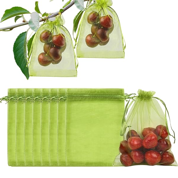 果物袋 10*15cm 50枚入 果物 果実保護 ネット メッシュバッグ 果実袋 果物保護ネット 害虫鳥避け 穴極..