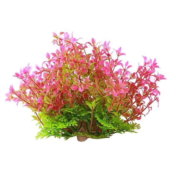 水草 人工 人工水草 レイアウトセット 水槽 オーナメント アクアリウム 水槽 飾り 熱帯魚/金魚/爬虫類 隠れ家 水族館内装 構築植物 低木 (花の茂み/ピンク/2枚)