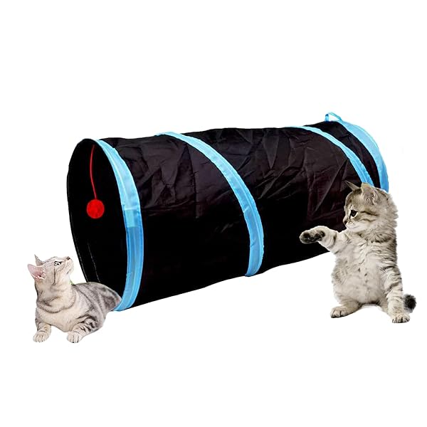 猫トンネル 長い レインボー トンネル 50cm 可水洗いS形長い2穴付き 折りたたみ式 キャットトンネル 収..