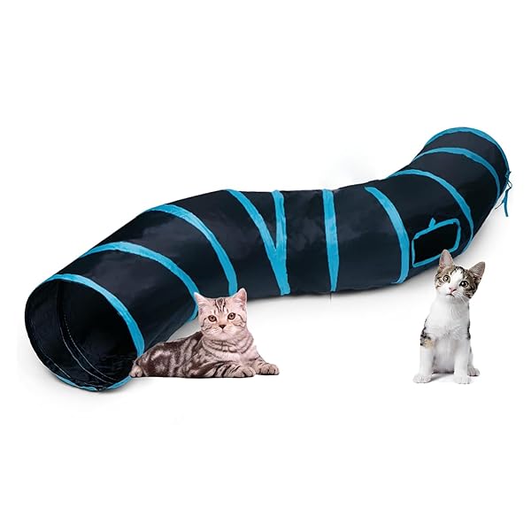 猫トンネル 長い レインボー トンネル 120cm 可水洗いS形長い2穴付き 折りたたみ式 キャットトンネル ..