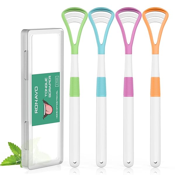 舌ブラシ 舌磨き(4本4色) 両面用 タングスクレーパー 携帯収納 舌苔 除去 口臭ケア タングスクレーパー..