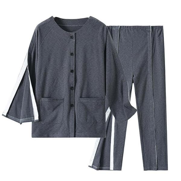 介護パジャマ 綿100% 全開 男性 女性 全開フルオープン マジックテープ 寝たきり 要介護 術後 入院 点滴中サポート 柔らかくて軽い 介護ゆるゆるな 普段着 グレー1 XL