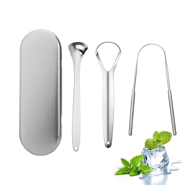 舌ブラシ 舌クリーナー 舌磨き ステンレス鋼 タングスクレーパー 簡単に水洗い 口内ケア 口臭ケア 舌苔..