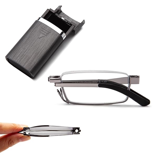 携帯用の折りたたみ老眼鏡の男女共通 リーディンググラス レディース 老眼鏡 レディース お洒落 人気 ブルーライトカット 折り畳み 老眼鏡 メンズ おしゃれ 手のひらサイズ 折りたたみ 老眼鏡 グレー +1.5