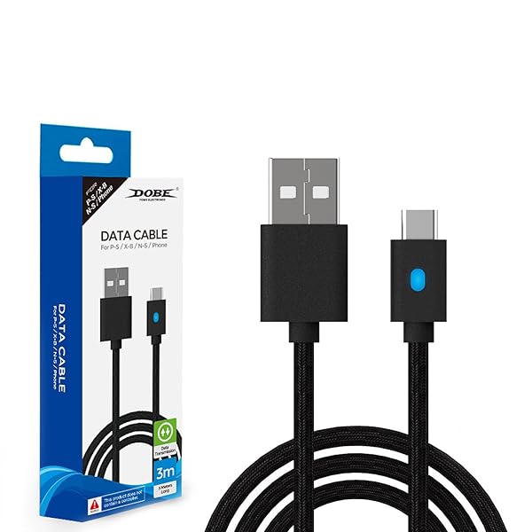 PS5 コントローラー用 充電ケーブル 3M長い【-新登場 充電状態LED表示】Switch/PS5 DualSense/Xbox Series用 など 放熱性 高耐久性 急速充電仕様対応 プレステ5 充電ケーブル USB Type-C機器対応 急速