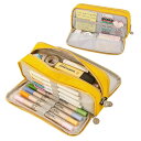 iSuperb ペンケース ダブルオープン 纯色 ブラック ネイビーブルー ショウガ グリーン ブルー ピンク 大容量 筆箱 小物収納 学生用 高...