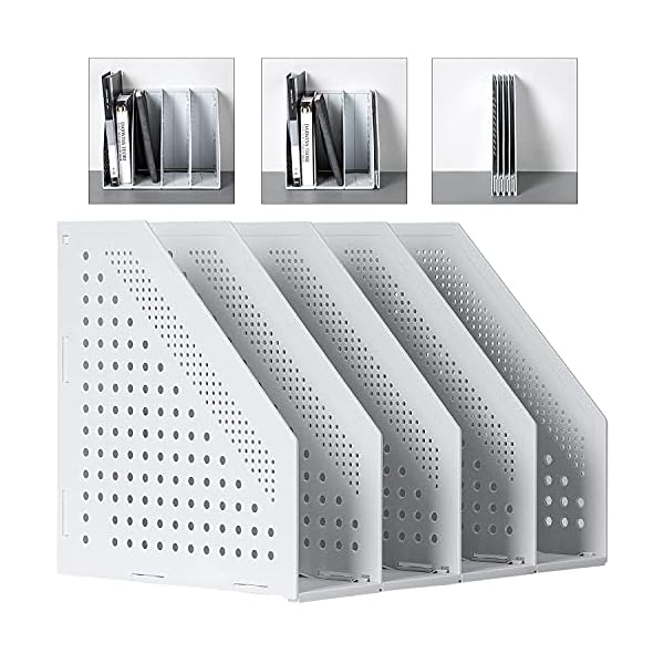 正规品 A4 ファイルボックス デスク上置棚 折りたたみ式 本立て 卓上棚 垂直コンパートメントを備えた..