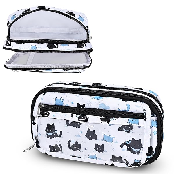 ペンケース 筆箱 大容量 かわいい 4層 多機能 おしゃれ-ジッパー ペンポーチ 強力な分類と収納力 ガジェット 収納ポーチ シンプル コンパクト スリム おしゃれめ 文房具 旅行 出張 女の子、男の子、大人、小学生、高校生、大学生用