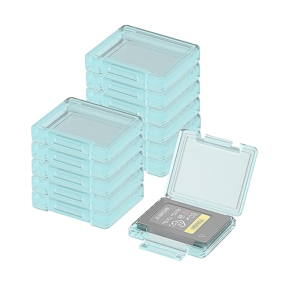 12枚セット 1枚収納 CFexpress Type-A カードケース メモリーカードケース クリアケース cfタイプa ケース カード保護ボックス 薄型 軽量 防滴 防塵 携帯便利 透明のブルー