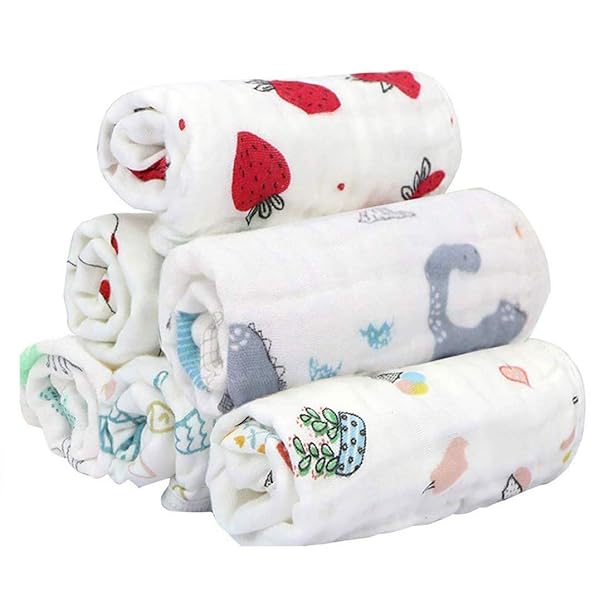 ガーゼハンカチ 赤ちゃん ループ付 名前入 ベビータオル 6層 ベビーガーゼ 綿100％ 30x30cm 6枚セット