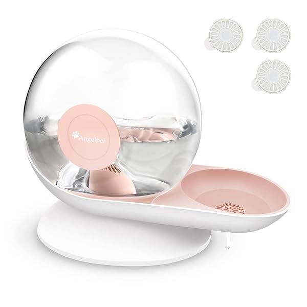 猫 犬 水 水飲み器 自動給水器 みずのみ 自動 2.8L大容量 猫 中小型犬 水飲み みずのみ器 フィルター付き 重力設計 自動補水 電気不要 お留守番対応 (ピンク, フィルター3枚入り)