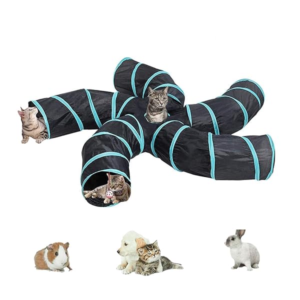 猫トンネル キャットトンネル 折り畳み式 トンネル 猫おもちゃ ペット用品 猫遊び 長いトンネル ペットおもちゃ 折りたたみ可能 水洗い可能 運動不足対策 収納便利 ストレス解消(5通S型, ブルー)