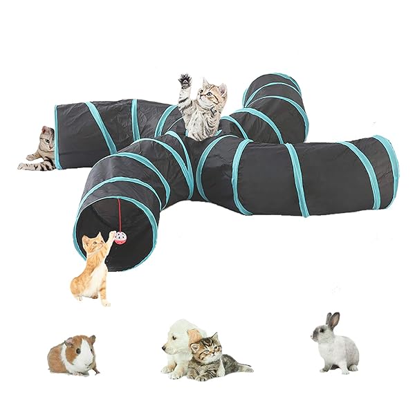 猫トンネル キャットトンネル 折り畳み式 トンネル 猫おもちゃ ペット用品 猫遊び 長いトンネル ペットおもちゃ 折りたたみ可能 水洗い可能 運動不足対策 収納便利 ストレス解消(4通S型, ブルー 4S)