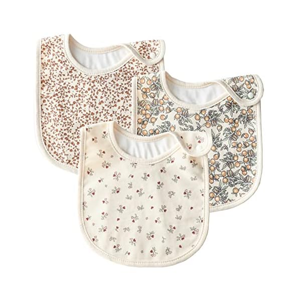 スタイ よだれかけ ベビー 男の子 女の子 花柄 3枚セット 0～4歳 赤ちゃん スタイ 柔らかい お食事用 北欧調デザイン 綿 コットン 吸水性 通気性 お食事エプロン 離乳食 保育園