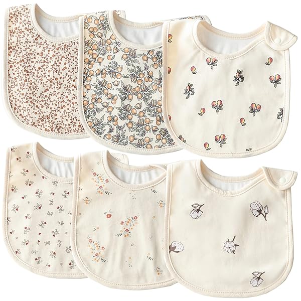 ベビー スタイ よだれかけ 防水 男の子 女の子 6枚セット 北欧調 U型デザイン 赤ちゃん お食事スタイ 新生児 1歳 2歳 3歳 お食事用 綿 コットン 離乳食 幼児 お食事エプロン ベビーギフト 出産祝い