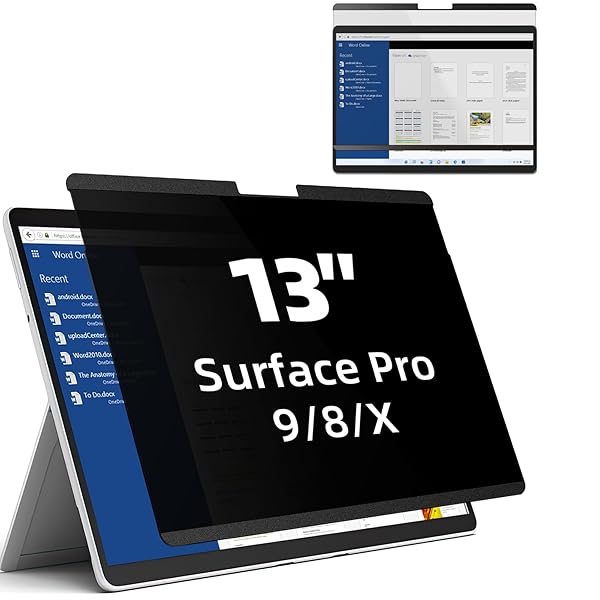 Surface Pro 9/8/X 用 13インチ 覗き見防止フィルター マグネット式 プライバシーフィルター タッチパネル対応 ブルーライトカット のぞき見防止フィルム 反射防止 キズ防止 着脱簡単