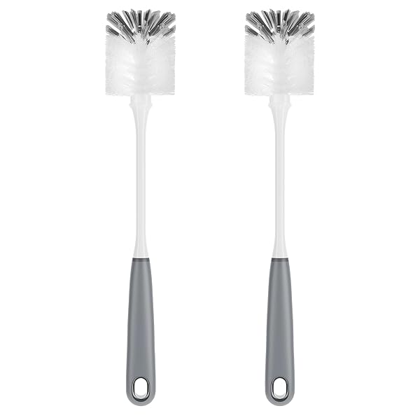 長柄ボトルブラシ グレー 水筒・ロンググラス・マグボトル洗浄 2本入り