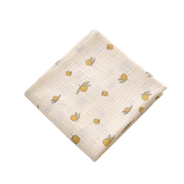 おくるみ 赤ちゃん ダブル綿ガーゼ 100cm×100cm ベビーブランケット 授乳ケープ 吸水 速乾 新生児 出産祝い 退院用 2重ガーゼ 2重 おしゃれ お昼寝ケット レモン