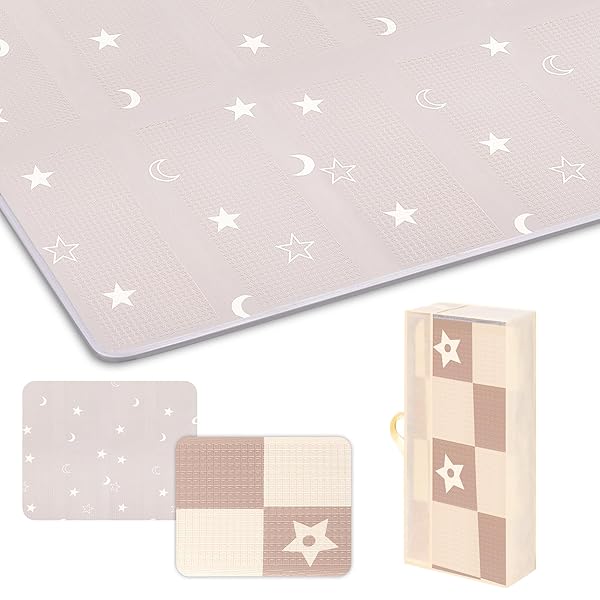 プレイマット- 赤ちゃん プレイマット 収納しやすい ジョイントマット 厚手 折りたたみ 防水 防音マット ベビーマット お昼寝マット Moon 160*180*2
