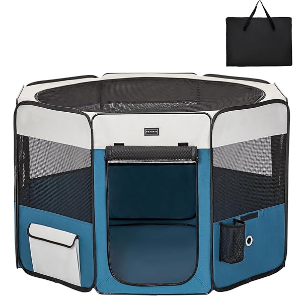 犬 サークル ペットサークル 八角形 ドッグハウス 【パッと開いてすぐ使える】 猫の産屋 猫の分娩室 折りたたみ 犬猫兼用 メッシュ 屋根付き 軽量 収納バッグ付き 部屋のインテリアに馴染み キャンプ アウトドア お出かけ用品 中大ペット (Lサイズ