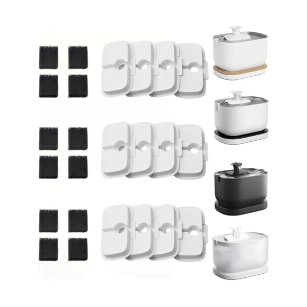 猫 水飲み器フィルター、12+12枚入り ペット自動給水器 交換用フィルター、 WF005/WF115/WF105 コードレス式 ペット給水器専用フィルター 活性炭 イオン交換樹脂 4重濾過 細菌 ペットの毛 食べ残し ホコリ除去 新鮮な水を提供