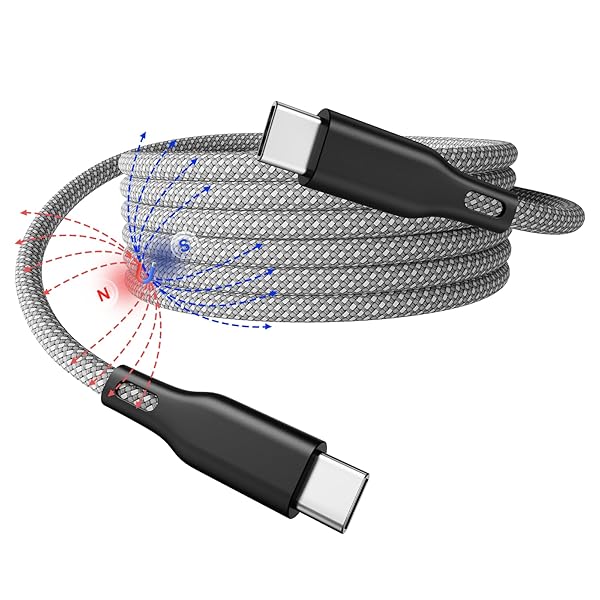 (1.5M-シルバー) USB-C&USB-Cケーブル 絡み防止機能 タイプCケー_ブル 60W/3A急速充電 PD技術 Type-Cケ_ーブル 形状保持機能 Phone15/MacbookPro&Air/Pad/等C to C機器対応