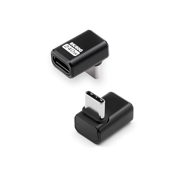 240W USB Type-c l字アダプタ、80Gbps L型USB Cオスメス変換アダプタ、USB Type c l字型 変換アダプタ PD急速充電、8k@60hzビデオ対応、サンダーボルト5/4/3対応 (2個)