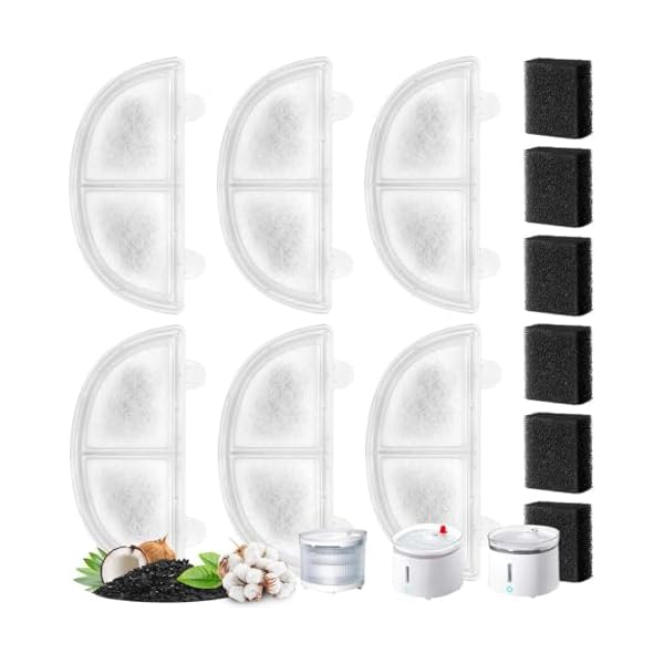 猫自動給水器フィルター 6個入り ペットウォーターファウンテン用 フィルターユニットWF20&CF20&BF10専用 犬 猫 水飲み器 みずのみ ヤシ殻活性炭フィルター 安全 清潔 下部尿路の健康維持