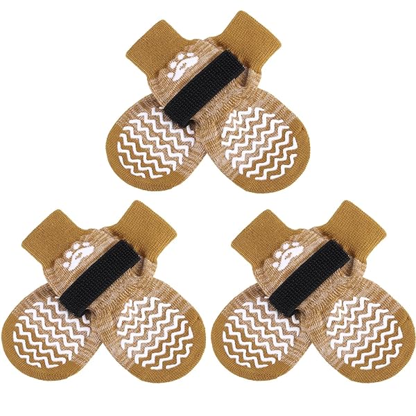 犬 靴下 滑り止め 6個セット マジックテープ付き ペット用靴下 足カバー 脱げにくい 傷 舐め防止 肉球..