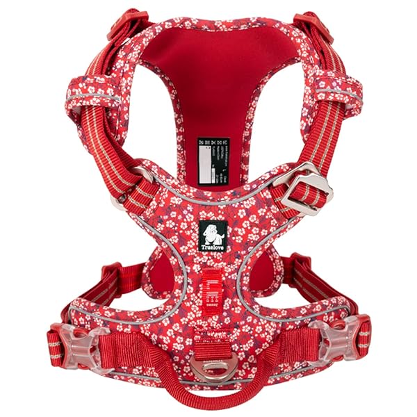 2020新型 犬用ハーネス 犬用胴輪 ドッグ ペット用品 ハーネス 3M反射材料 訓練 ナイロン製 小型犬、中型犬、大型犬に向け 通気性 調節可能 (M, Poppy Red)