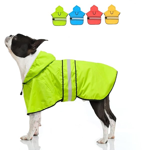 犬 レインコート 防水 犬用レインコート フード付き 反射性犬カッパ調節可能なペットジャケット 犬の ..