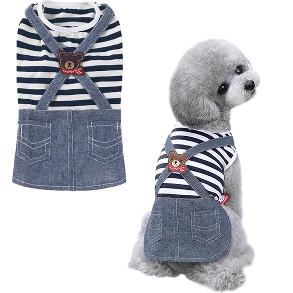 犬服 春夏 犬 ドレス 犬の服 ペット服小型犬 お姫様 クマ パターン 犬 洋服 つりフェイクツーピース ス..