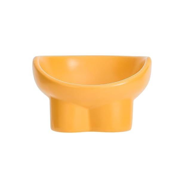 猫用フードボウル 陶器製 猫 食器 餌入れ 15度傾斜デザイン 犬猫兼用 大口径 負担軽減 吐き戻し防止 洗いやすい (オレンジ)