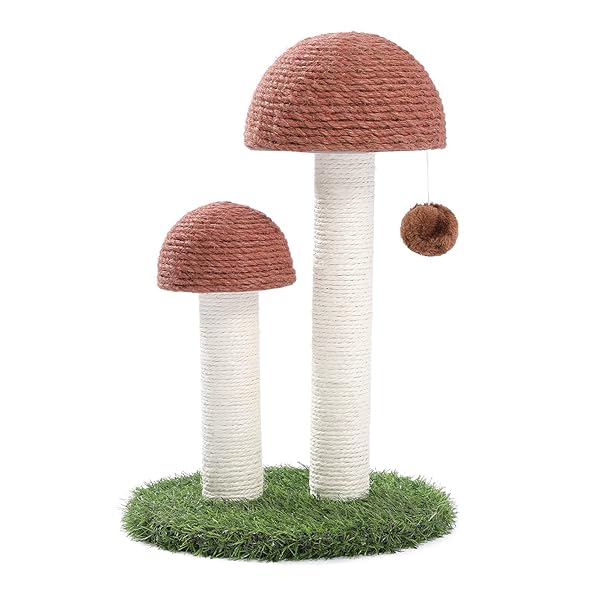 猫 爪研ぎ キノコ タマゴタケ 縦型 据え置き しめじ 全面麻紐 爪研ぎポール 省スペース コンパクト 天..