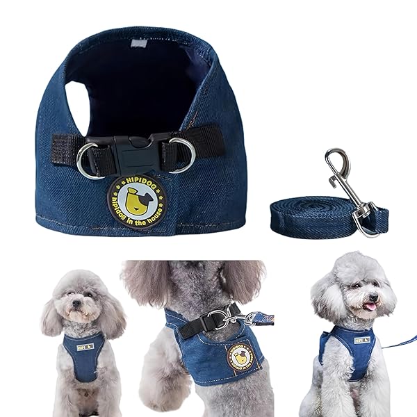 ペット用 子犬 猫 リード 胴輪 セット デニム 星柄 ハーネス 散歩 おさんぽ おしゃれ かっこいい 可愛い かわいい イヌ用 いぬ用 ネコ用 ベスト風