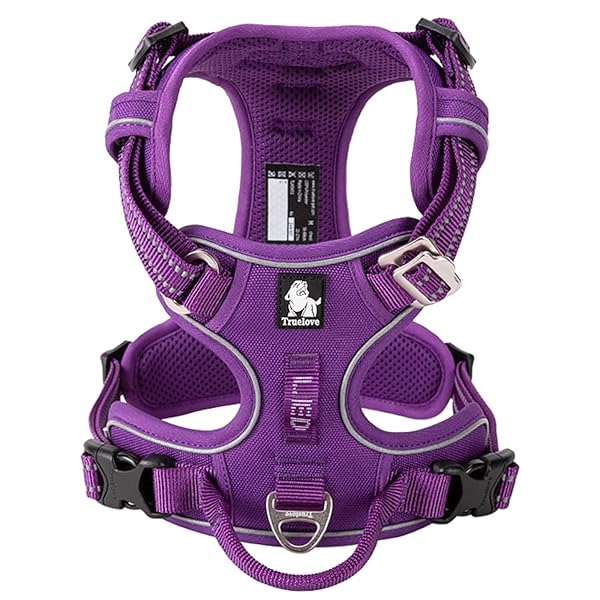 TRUE LOVE専門販売店 2020新型 犬用ハーネス 犬用胴輪 ドッグ ペット用品 ハーネス 3M反射材料 訓練 ナイロン製 小型犬、中型犬、大型犬に向け 通気性 調節可能 (M, 紫色)