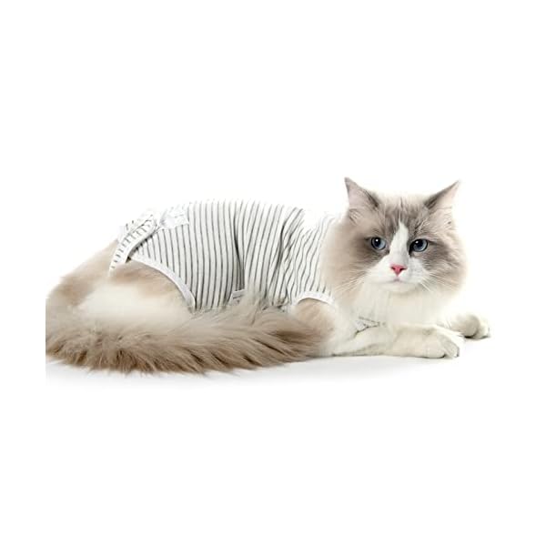 乐天商城 - 術後服 猫用 ペット術後ウェア 介護服 皮膚保護 不妊手術 傷口保護 避妊 傷舐め 引っ掻き防止 手術用 男の子 女の子 兼用 (M, グレー)