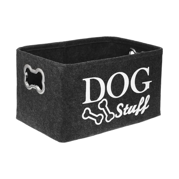 犬用 おもちゃ箱 ボックス バスケット収納 ペット おもちゃ入れ 犬おもちゃ用 金属製ハンドル付き フェ..